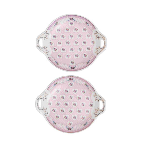 White Premium Ceramic Serving Tray Round Shape Pack Of 2