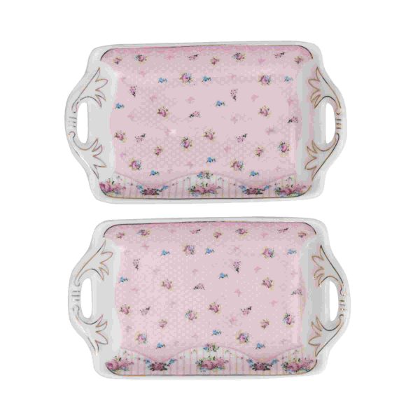 White Premium Ceramic Serving Tray Round Shape Pack Of 2
