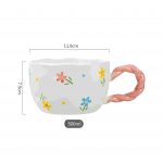 Ceramic Colorful Cup with spoon YX-722 Pink - Image 2