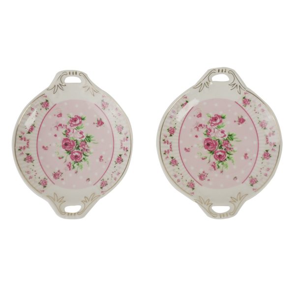 White Premium Ceramic Serving Tray Round Shape Pack Of 2