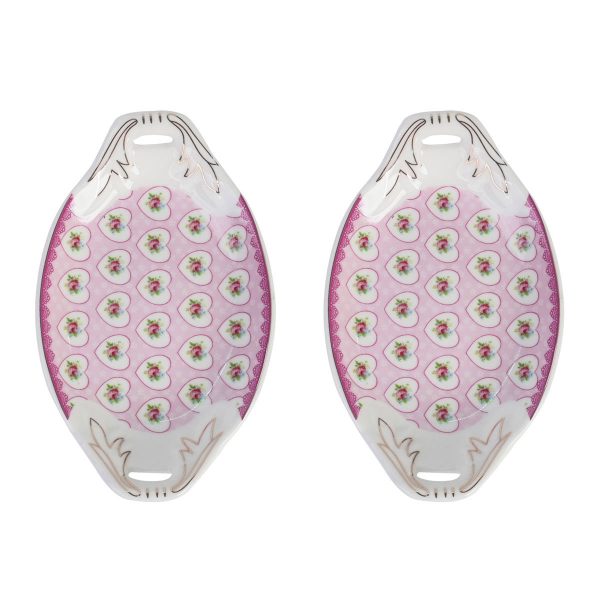 White Premium Ceramic Serving Tray Oval Shape Pack Of 2