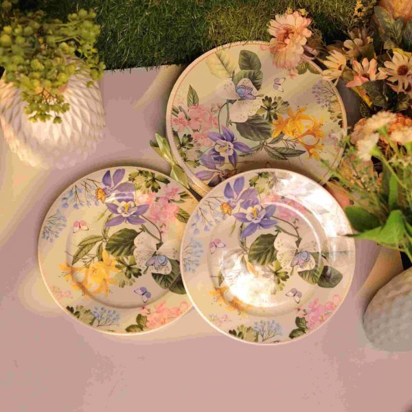 Tropical Garden Bloom Ceramic Dinner & Serve Plate Set of 2