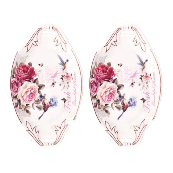 White Premium Ceramic Serving Tray Oval Shape Pack Of 2