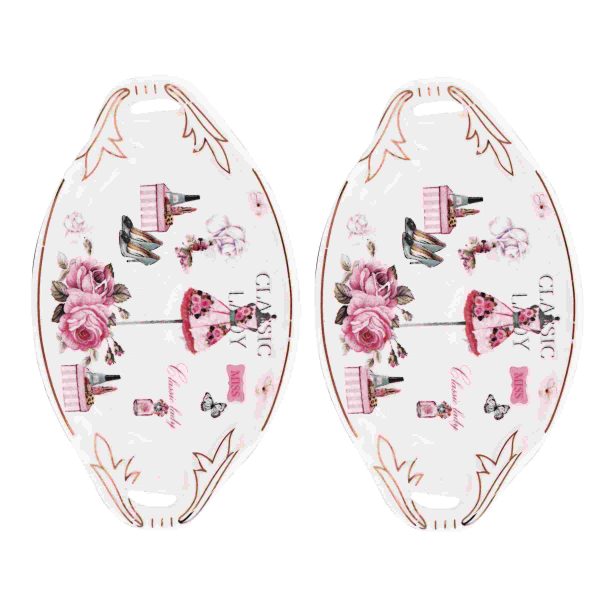White Premium Ceramic Serving Tray Oval Shape Pack Of 2