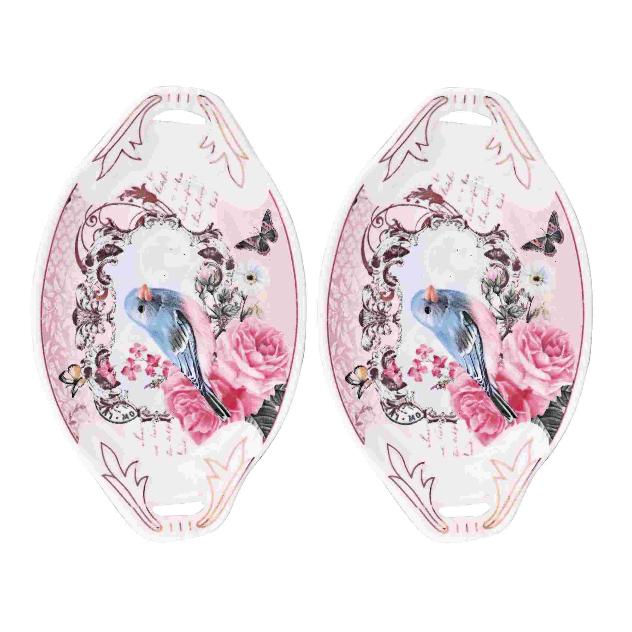 8828 (4) White Premium Ceramic Serving Tray Oval Shape Pack Of 2 - Image 1