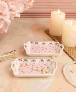 White Premium Ceramic Serving Tray Round Shape Pack Of 2 - Image 4