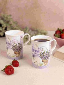 Lavender set of 2 Mugs with spoon - Image 5