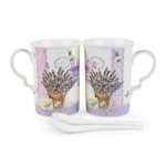 Lavender set of 2 Mugs with spoon - Image 4