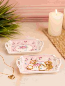 White Premium Ceramic Serving Tray Round Shape Pack Of 2 - Image 3