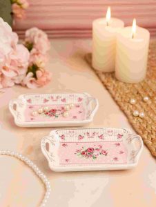 White Premium Ceramic Serving Tray Round Shape Pack Of 2 - Image 4