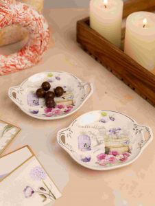 White Premium Ceramic Serving Tray Round Shape Pack Of 2 - Image 3