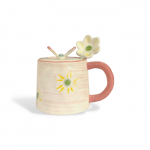 Ceramic Colorful Big Size Mug with spoon YX-700 Pink - Image 5