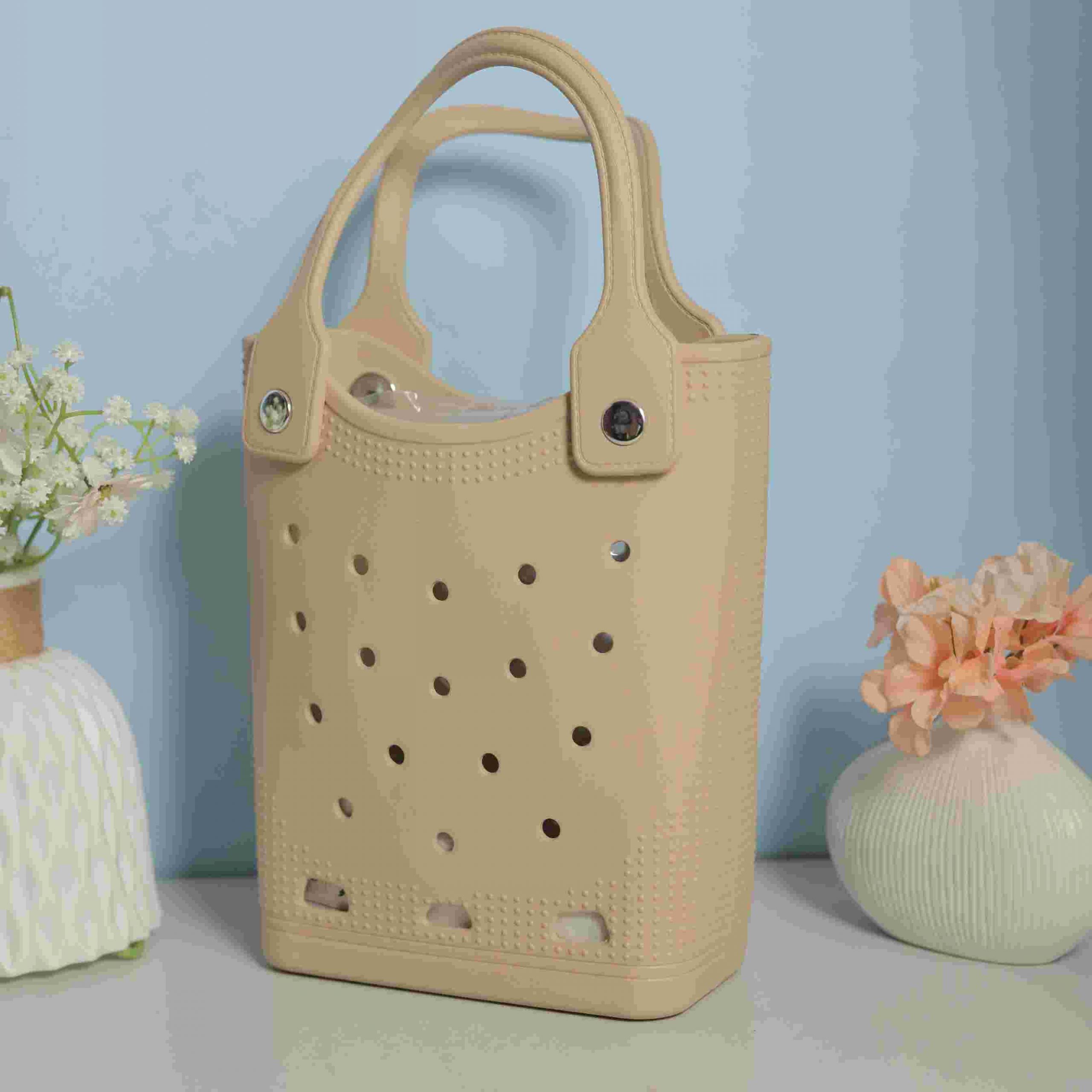 RAJ_1247 Waterproof Silicone Tote Bag Lightweight & Washable 009 ( Light Brown ) - Image 1