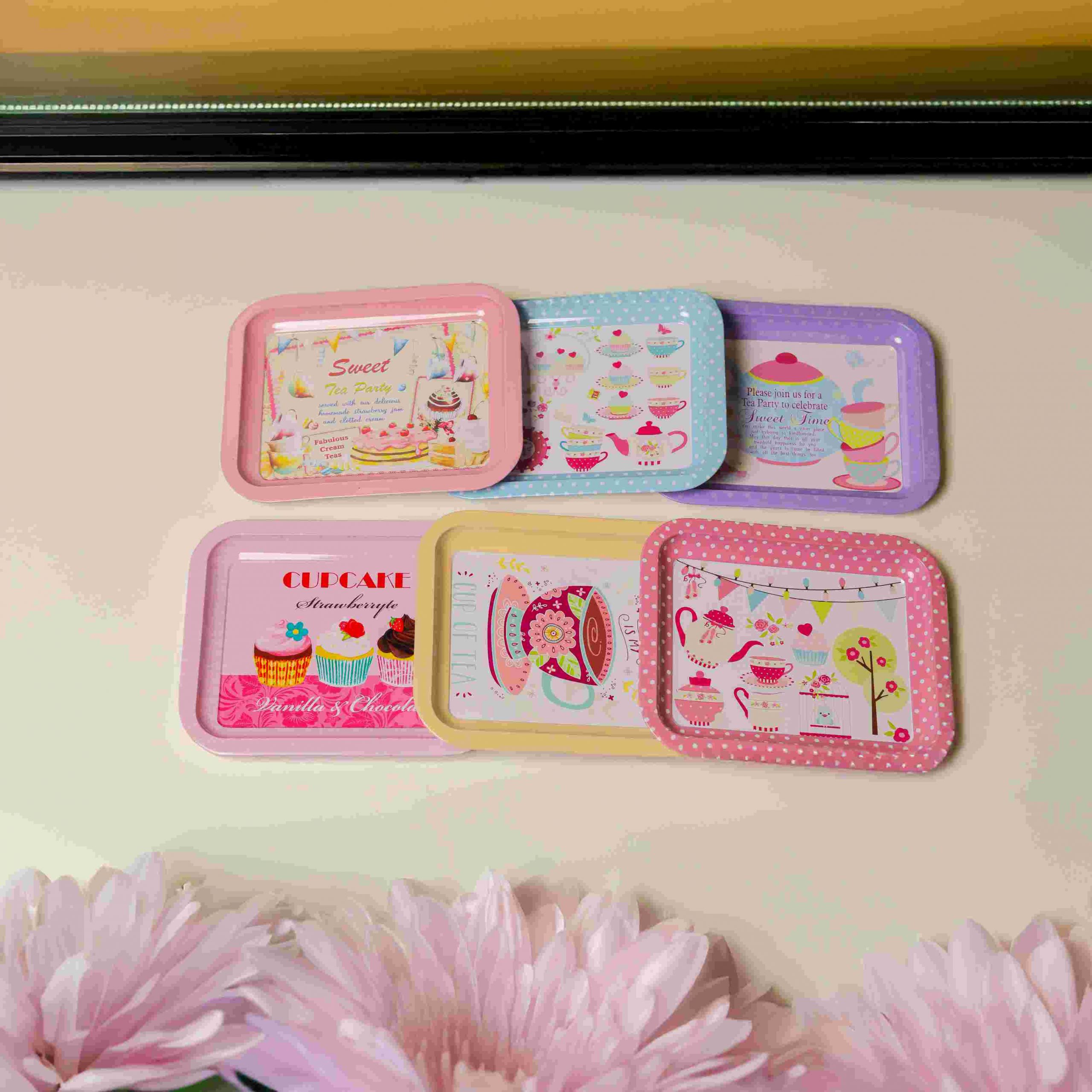 RAJ_1465 Mini Dessert-Themed Metal Serving Tray ( Pack Of 6 ) - Image 1