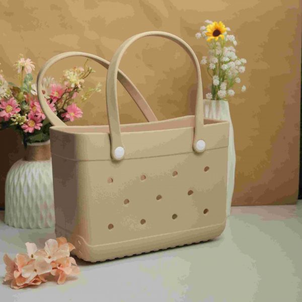 Waterproof Silicone Tote Bag Lightweight & Washable 006 ( Light Brown )