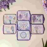 Lavender-Themed Mini Metal Tray Vintage Collection ( Pack Of 6 )