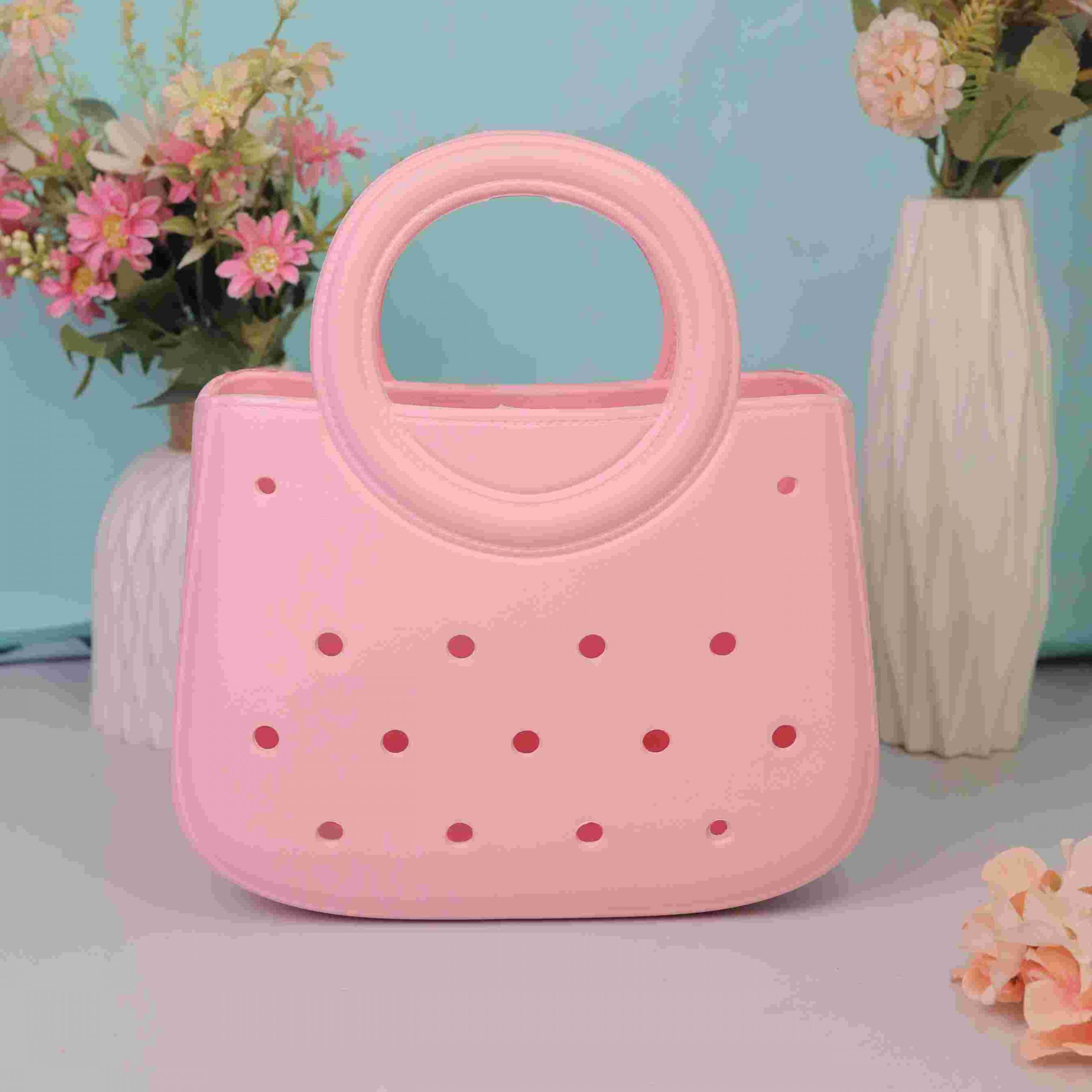 RAJ_1572 Waterproof Silicone Tote Bag Lightweight & Washable 003 ( Light Pink ) - Image 1