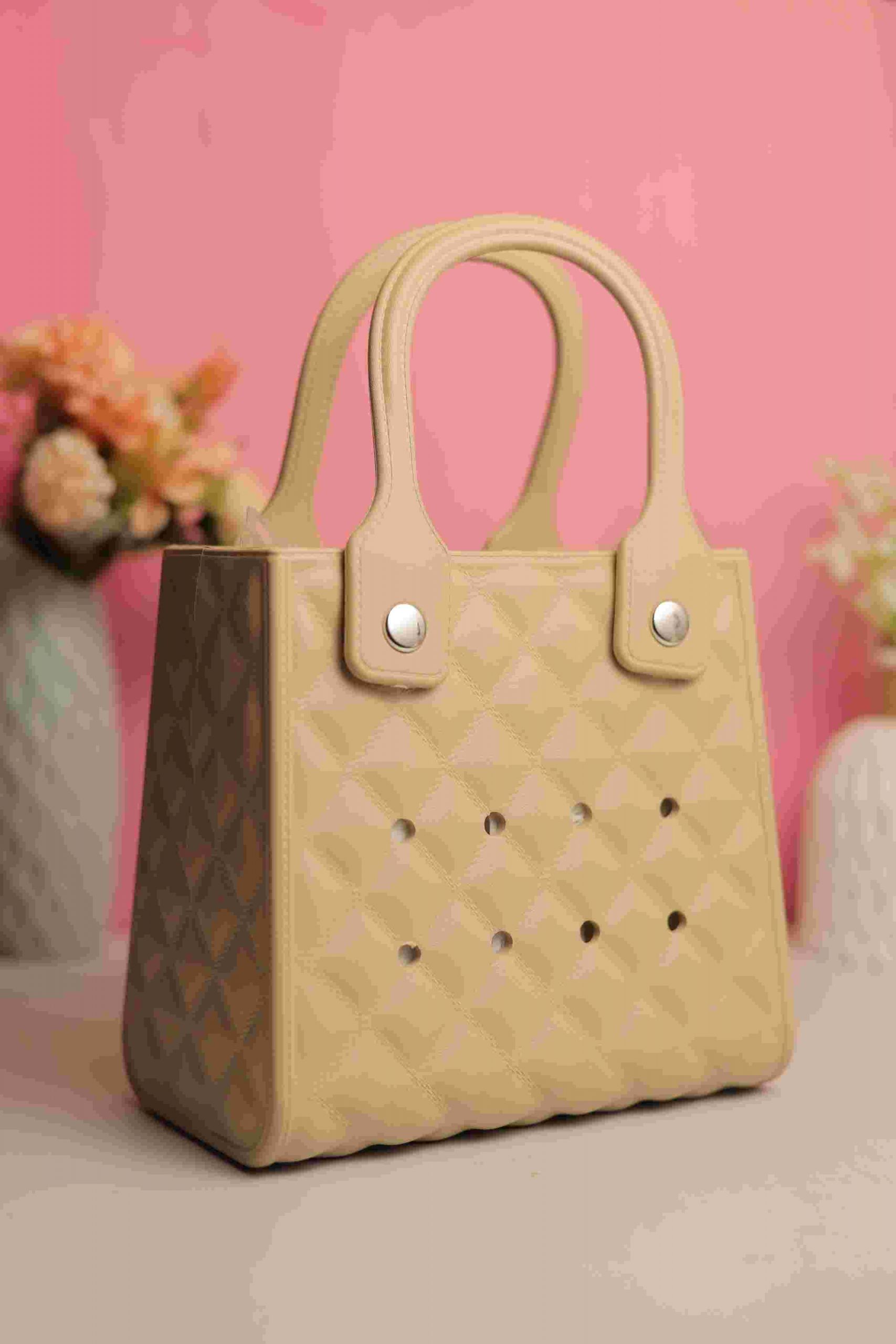 RAJ_1991 Waterproof Silicone Tote Bag Lightweight & Washable 007 ( Light Brown ) - Image 1