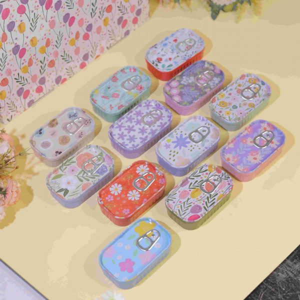 Mini Floral Can Tin Pull-Top Style ( Pack Of 6 )