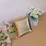 Gold Textured Metal Tray with Handles Square( Pack Of 2 ) - Image 4