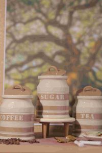 Ceramic Red Tea Sugar Coffe Canister set of 3 - Image 2
