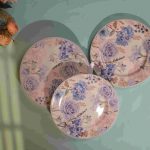 Blue Bloom Ceramic Dessert Snack Plate Set of 2