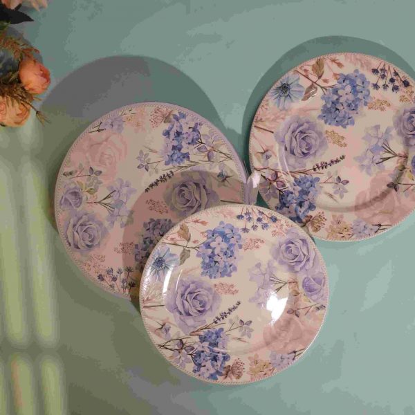 Blue Bloom Ceramic Dessert Snack Plate Set of 2