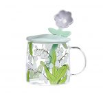 Transparent Glass mug with lid & spoon - Image 3