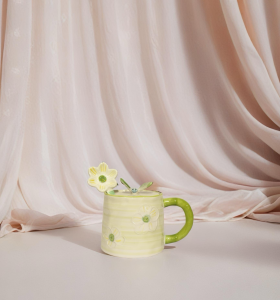 Ceramic Colorful Big Size Mug with spoon YX-700 Purple