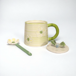 Ceramic Colorful Big Size Mug with spoon YX-700 Purple - Image 4