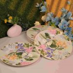 Tropical Garden Bloom Ceramic Dessert & Snack Plate Set of 2