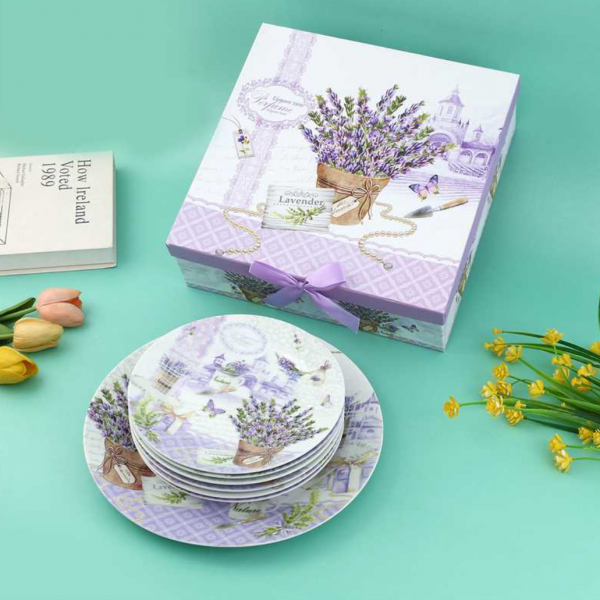 Lavender Bloom Set of 6 serving plates and big cake plate