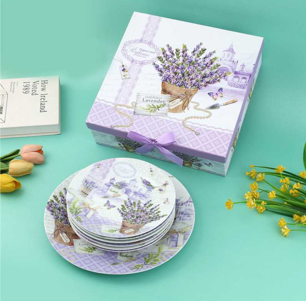hRVAu3I6_TTTMS0K9B2_2025-06-07_1 Lavender Bloom Set of 6 serving plates and big cake plate - Image 1