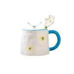 Ceramic Colorful Big Size Mug with spoon YX-700 Blue - Image 3