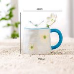 Ceramic Colorful Big Size Mug with spoon YX-700 Blue - Image 2