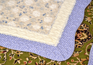 Classy Contemporary Floral Border Checks Patterned Blue Quilted Sofa Cover/ Sujni - Image 3
