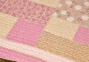 Classy Contemporary Floral Border Checks Patterned light Pink Quilted Sofa Cover/ Sujni - Image 9
