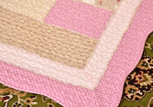 Classy Contemporary Floral Border Checks Patterned light Pink Quilted Sofa Cover/ Sujni - Image 3