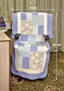 Classy Contemporary Floral Border Checks Patterned Blue Quilted Chair Cover/ Sujni - Image 2