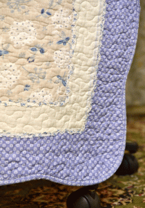 Classy Contemporary Floral Border Checks Patterned Blue Quilted Chair Cover/ Sujni - Image 3