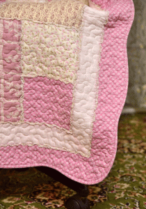 Classy Contemporary Floral Border Checks Patterned light Pink Quilted Chair Cover/ Sujni - Image 3