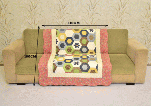 Multicolored Hexagon design Pink Sujni/Sofa cover - Image 2