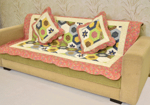 Multicolored Hexagon design Pink Sujni/Sofa cover - Image 6