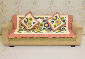 Multicolored Hexagon design Pink Sujni/Sofa cover - Image 7