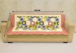 Multicolored Hexagon design Pink Sujni/Sofa cover - Image 9