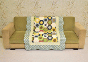 Multicolored Hexagon design Green Sujni/Sofa Cover