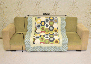 Multicolored Hexagon design Green Sujni/Sofa Cover - Image 2