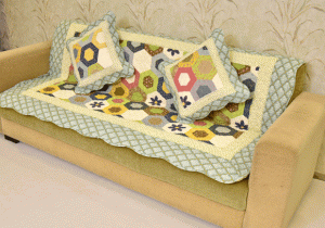 Multicolored Hexagon design Green Sujni/Sofa Cover - Image 6