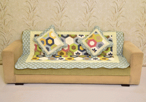 Multicolored Hexagon design Green Sujni/Sofa Cover - Image 3