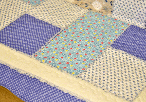 Classy Contemporary Floral Border Checks Patterned Blue Quilted Sofa Cover/ Sujni - Image 4